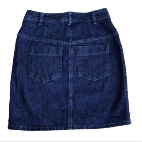 ASOS // Denim Blue Jean mini skirt size 4 front zip back pockets - Picture 2 of 7